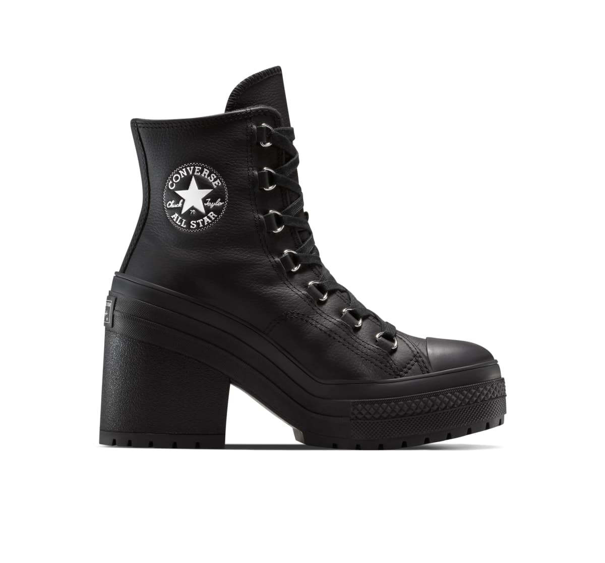 Converse Chuck 70 De Luxe Heel Platform Leather "Black / Silver / Black"