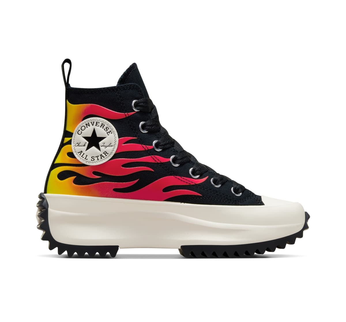 Converse Run Star Hike Platform Flames "Black / White / Enamel Red"