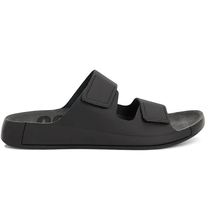 Ecco Cozmo Leather Two Strap Sandal Black