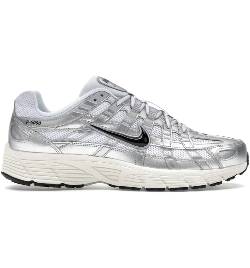 Nike P-6000 White Metallic Silver Flat Silver Black